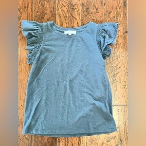 LOFT Ruffle Sleeve Tee in Gray